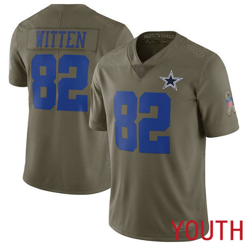 Youth Dallas Cowboys Limited Olive Jason Witten #82 2017 Salute to Service NFL Jersey
